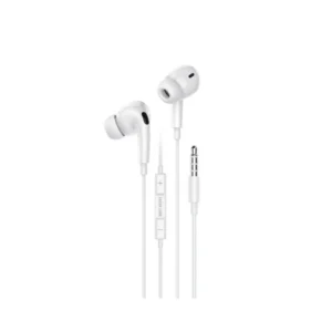 Green Lion Stereo Earphones 3.5mm with Built-In Mic – White