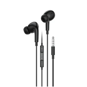 Green Lion Stereo Earphones 3.5mm with Built-In Mic – Black