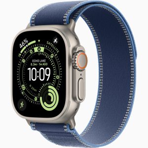 Apple Watch Ultra 3 – 2025 – 49mm Natural Titanium / Blue – Bright Trail Loop (Model MEWR4)