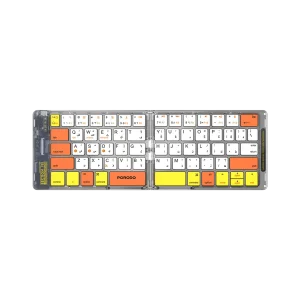 Porodo Crystal Shell Folding Wireless Keyboard – 65 Keys (White)