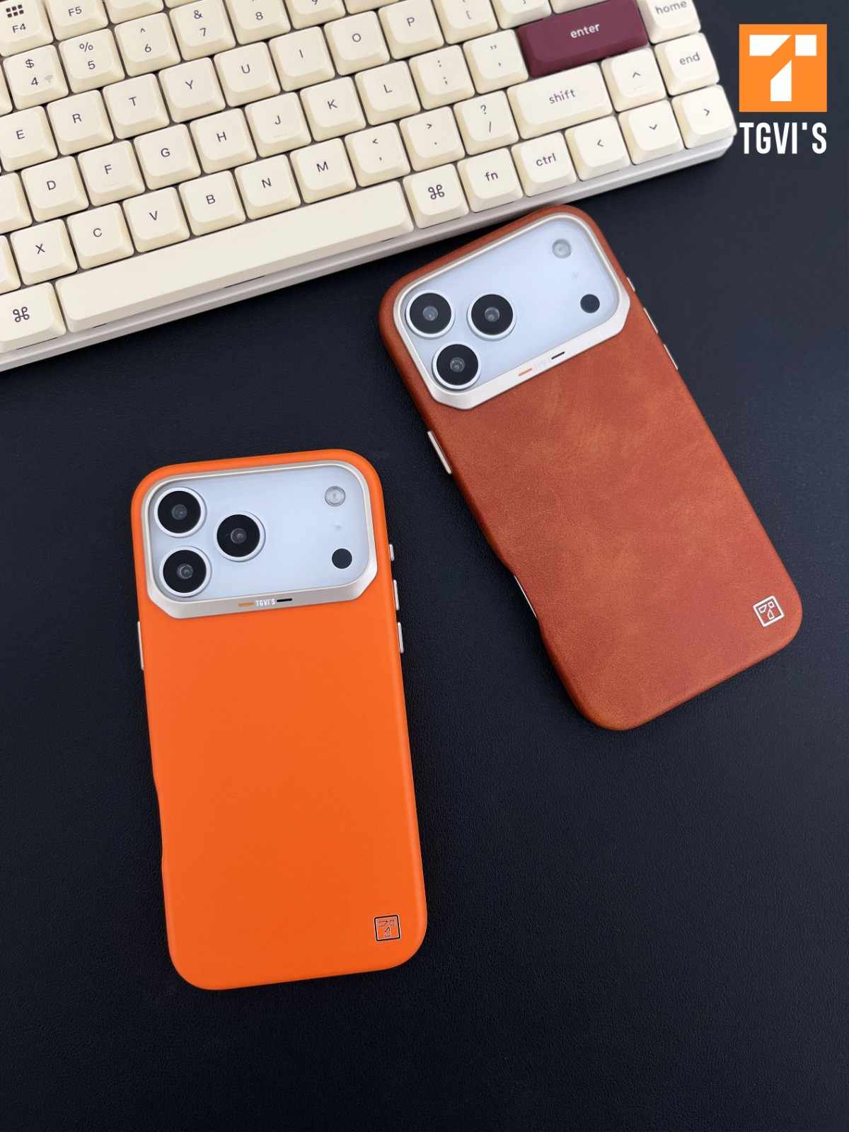 TGVIS Vida Series Leather Case – Orange – for iPhone 17 Pro Max