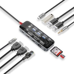 Promate TransHub‑Pro 11‑in‑1 Transparent Ultra‑Fast Multiport USB‑C Hub