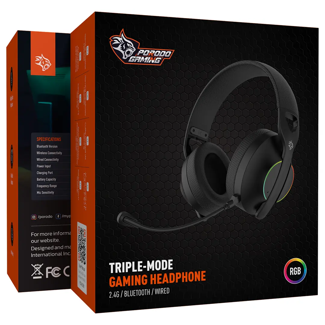 Porodo Gaming Triple-Mode Gaming Headphone - Black (2)