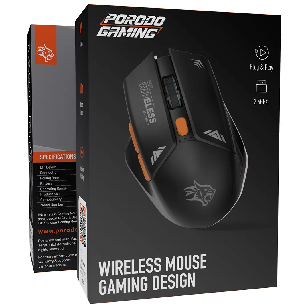 Porodo Gaming Wireless Mouse Gaming Design