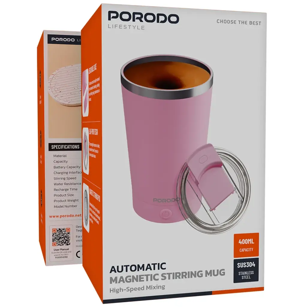 Porodo Lifestyle Automatic Magnetic Stirring Mug with High-Speed Mixing9
