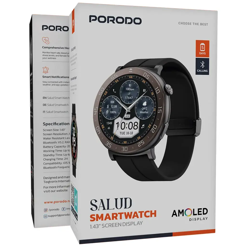 Porodo Salud Smart Watch 1.43_ Screen Display (1)