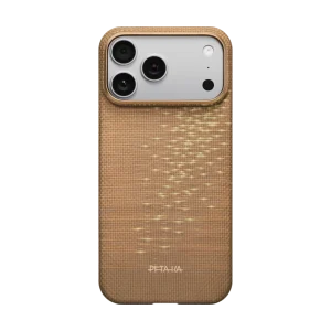 Pitaka Woven From Aramid Fiber Ultra Slim Case 17 Pro Max Glints Of Gold  (Gold Glint)