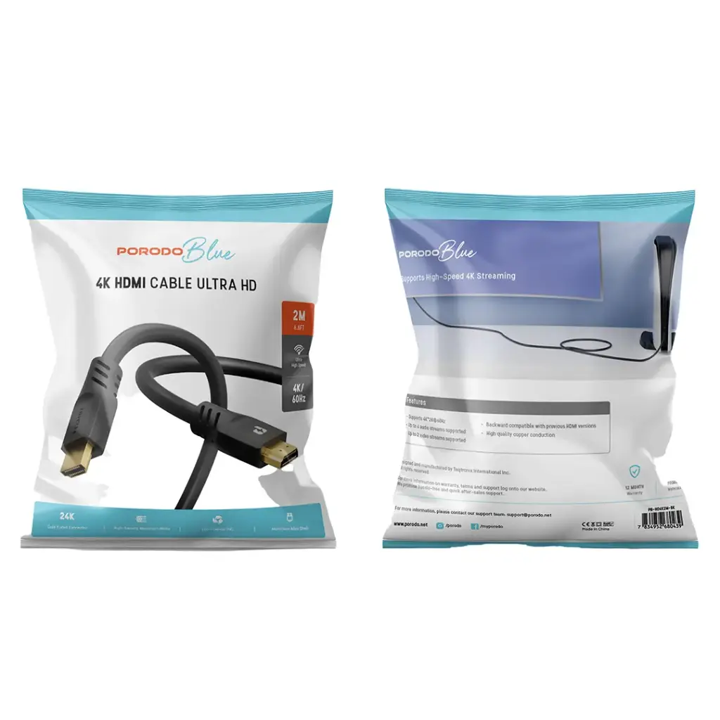 Porodo Blue 4K-60Hz HDMI Cable Ultra HD 3m-9.8ft