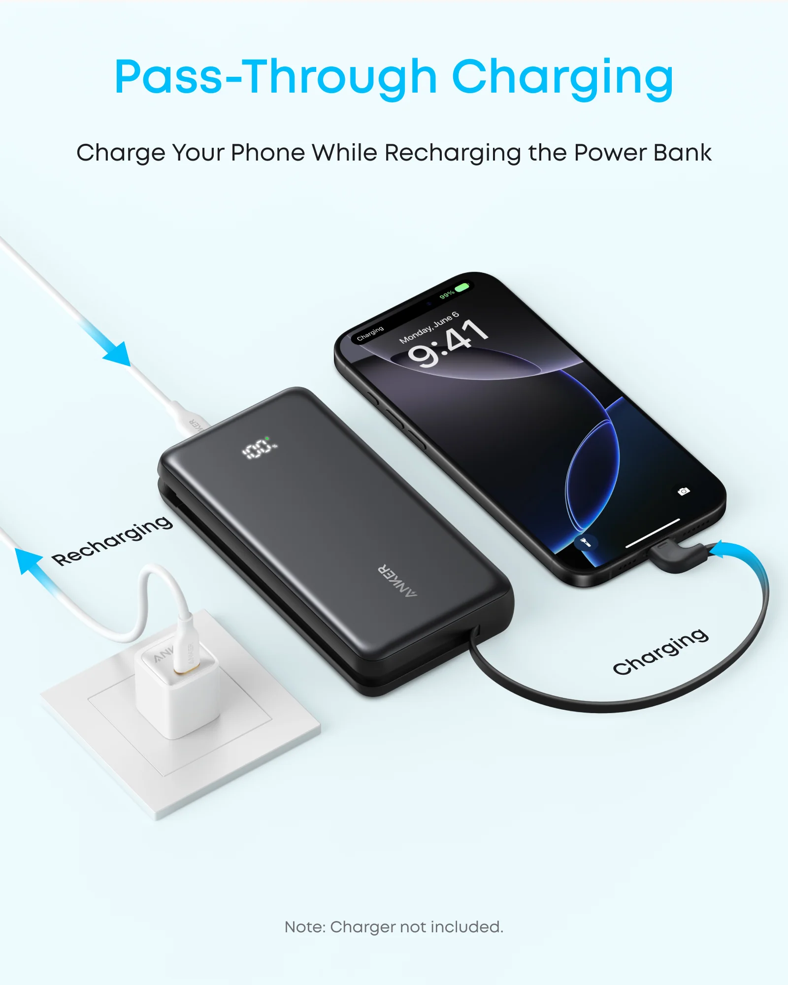 Anker Zolo Power Bank (20K, 22.5W, Built-In USB-C Cable) - Black 04