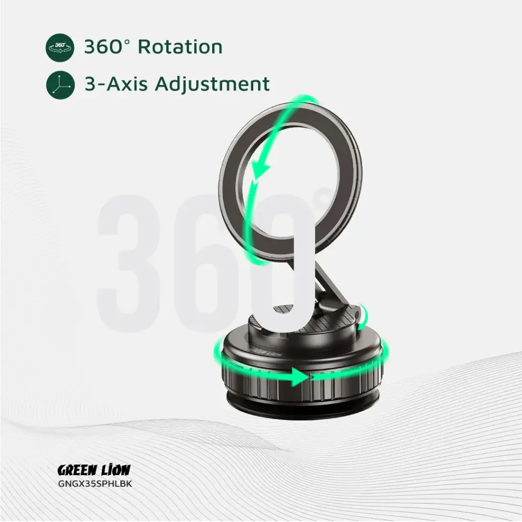 Green Lion GX-35 Suction Phone Holder with MagSafe for iPhone - Black 05