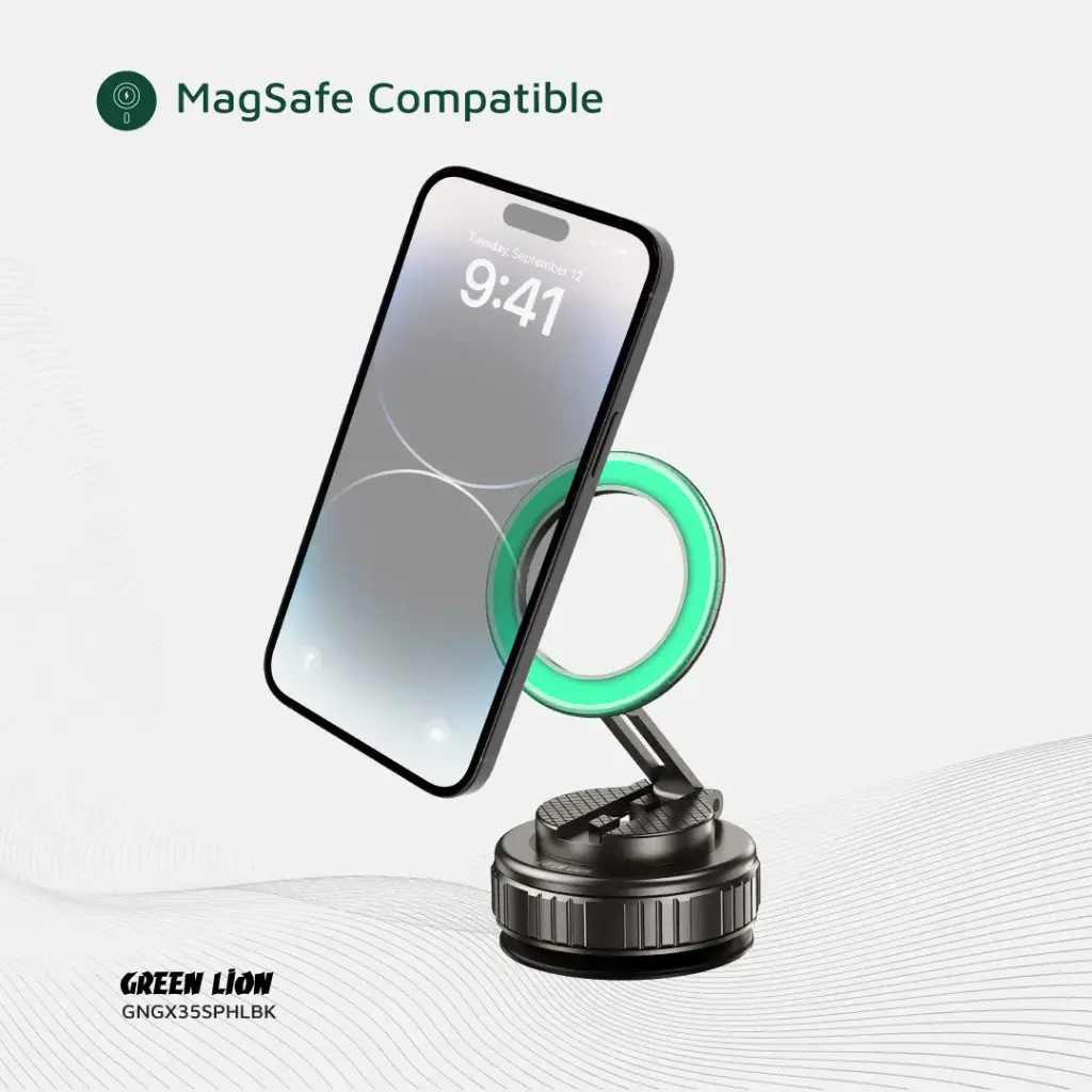Green Lion GX-35 Suction Phone Holder with MagSafe for iPhone - Black 08