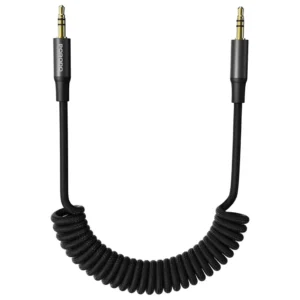 Porodo Coiled Aux Cable with Tangle-Free Design - Black