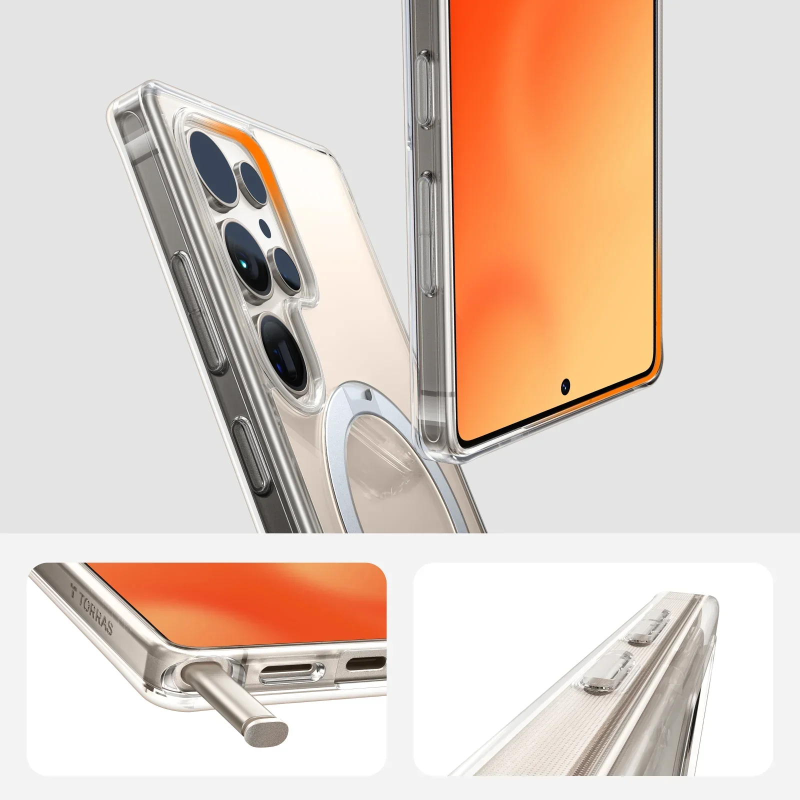 TORRAS Ostand Q3 Spin Series Case for Samsung Galaxy S25 Ultra - Transparent 04