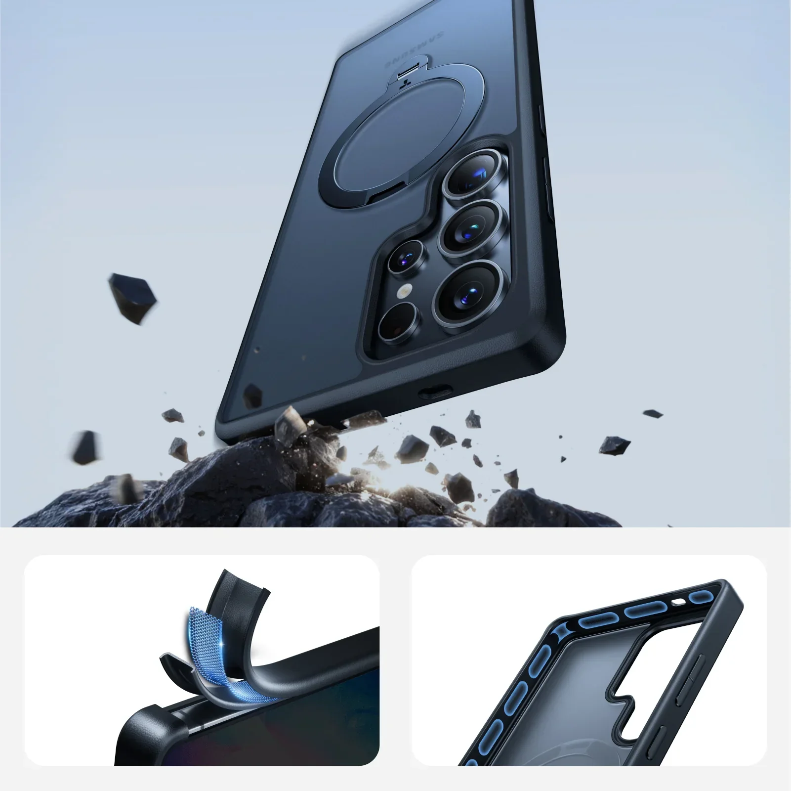 TORRAS Ostand Q3 Spin Series Case for Samsung Galaxy S25 Ultra - Transparent 06