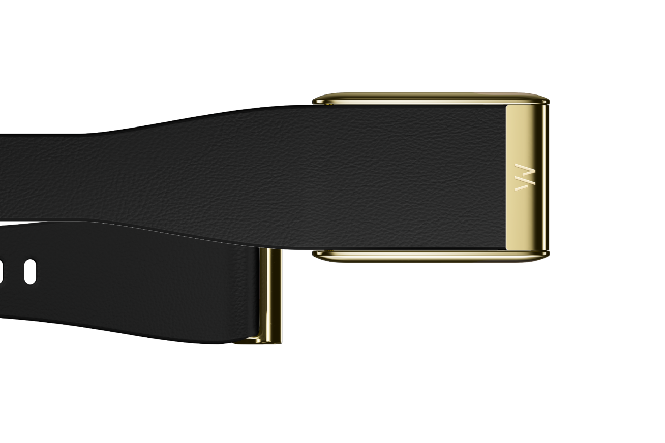 Whoop 5.0 LeatherLuxe Tapered Band - Black and Gold 02