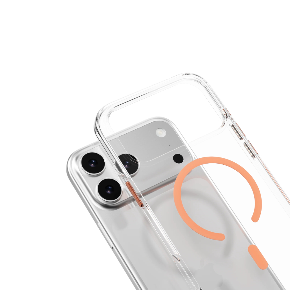 MagEasy Bright M Never Yellowing Protective Clear Case for iPhone 17 Pro - Transparent:Coral 02