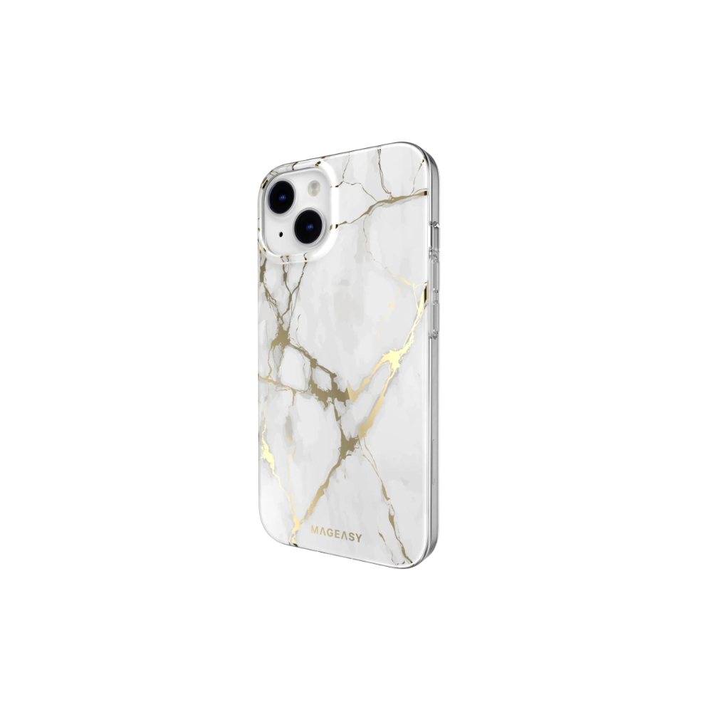 MagEasy Marble M Double Layer Decoration iPhone 13:14 Case | MagSafe - Champagne White 02