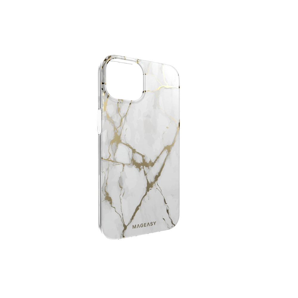MagEasy Marble M Double Layer Decoration iPhone 13:14 Case | MagSafe - Champagne White 03