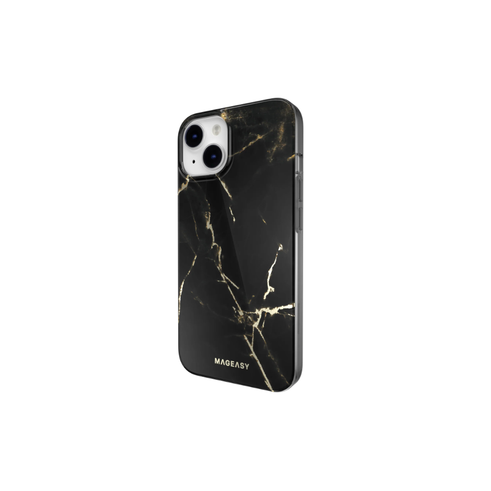 MagEasy Marble M Double Layer Decoration iPhone 13:14 Case | MagSafe - Pearl Black 02