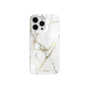MagEasy Marble M Double Layer Decoration iPhone 14 Pro Case | MagSafe - Champagne White