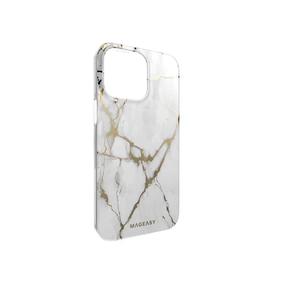 MagEasy Marble M Double Layer Decoration iPhone 14 Pro Case | MagSafe - Champagne White 03