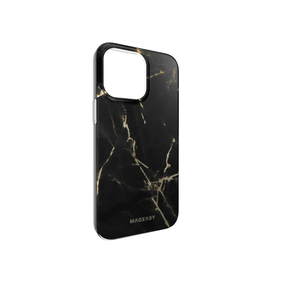 MagEasy Marble M Double Layer Decoration iPhone 14 Pro Case | MagSafe - Pearl Black 03