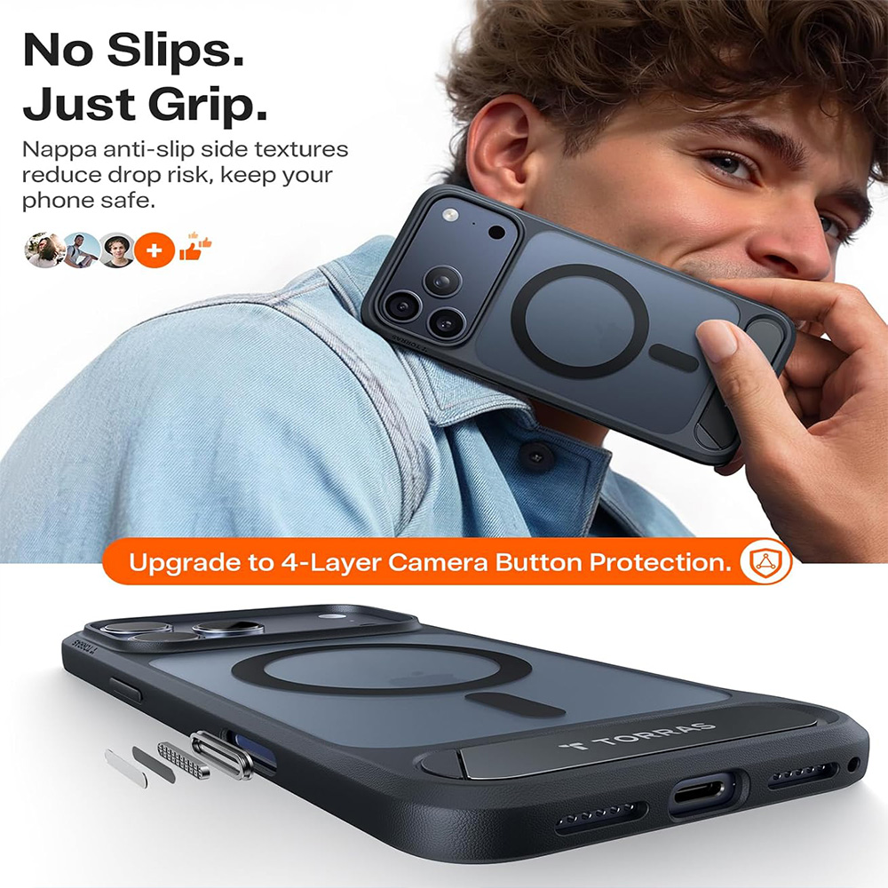 TORRAS OStand L1 for iPhone 17 Pro Case - Midnight Black 06