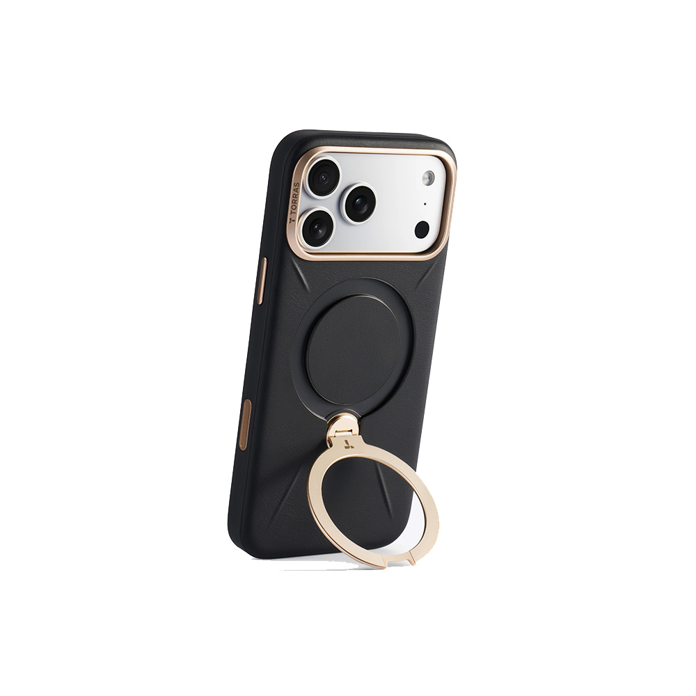Torras Ostand Q3 VegSkin for iPhone 17 Pro Max - Obsidian Black 02