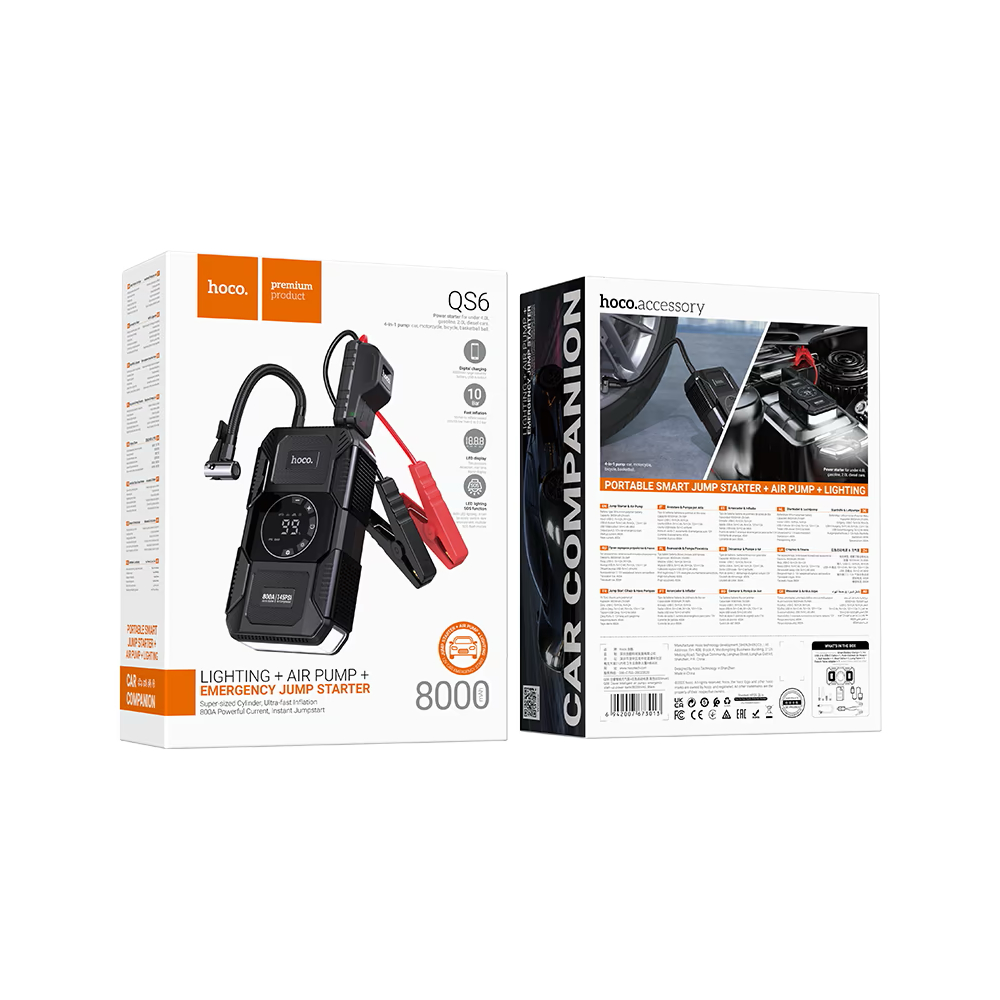 Hoco Power bank “QS6 Clever” jump starter + air pump 8000mAh - Black 08