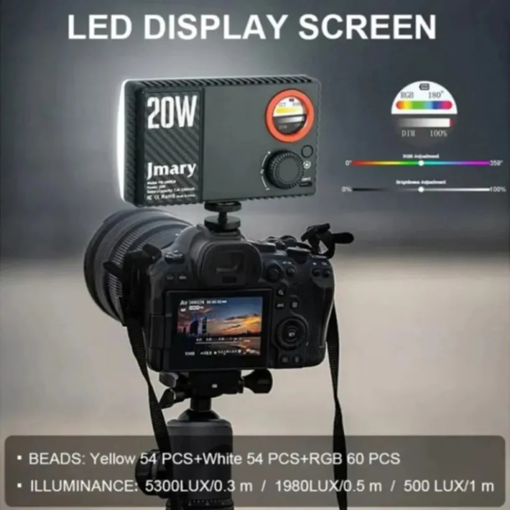 Jmary FM-180RGB Ultra-Portable 20W RGB LED Video Fill Light 08