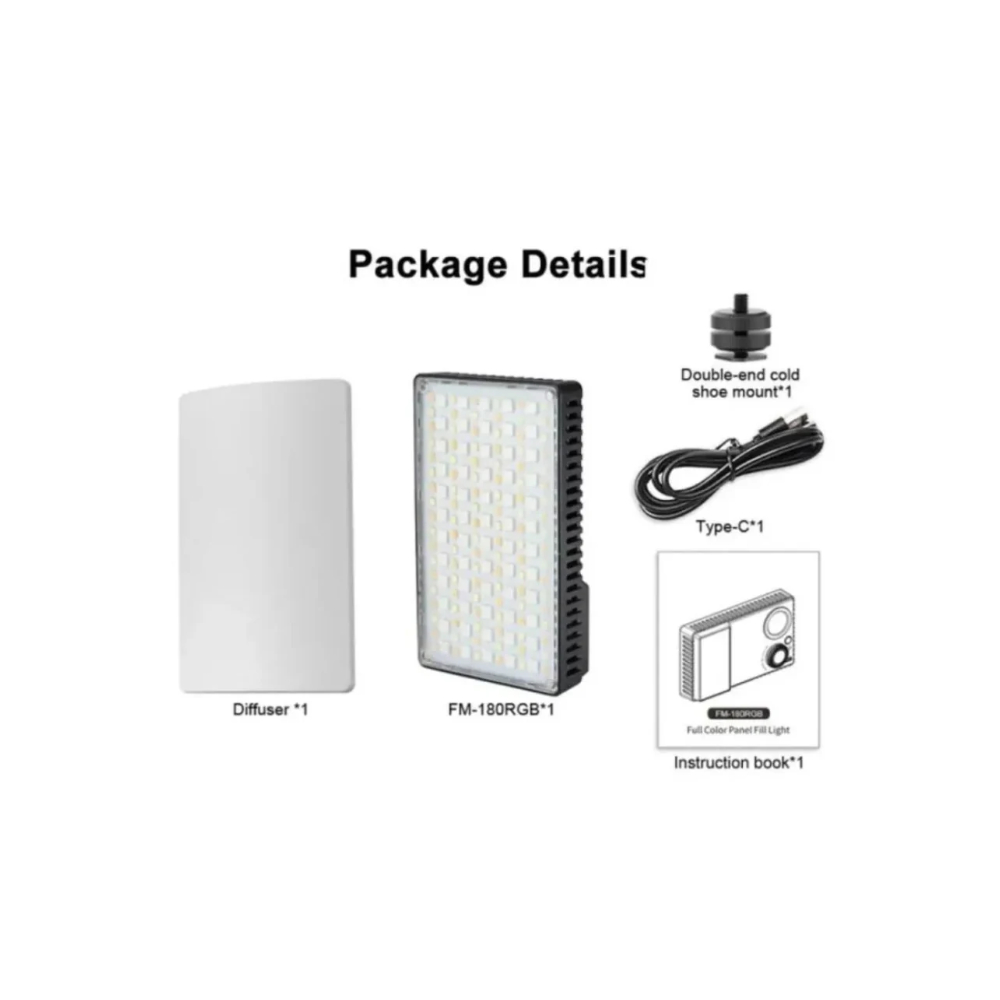 Jmary FM-180RGB Ultra-Portable 20W RGB LED Video Fill Light 10